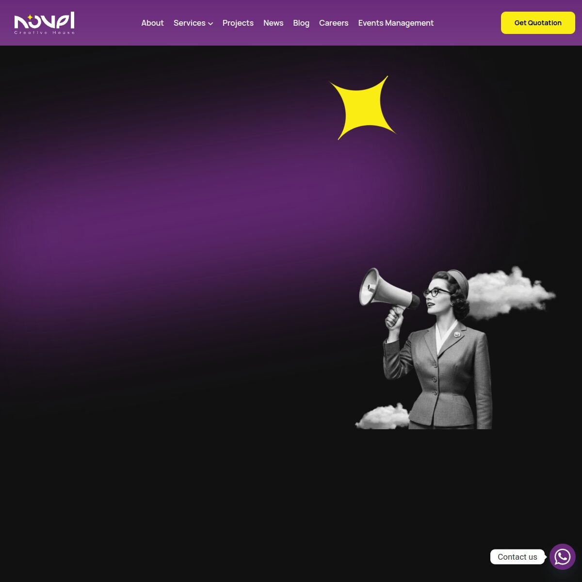 الصفحة الرئيسية لموقع Novel Creative
